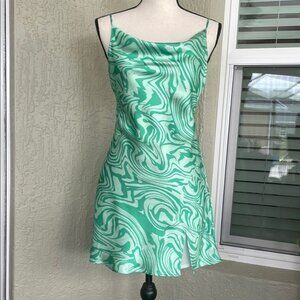 Cotton Candy Green and White Spaghetti Strap Mini Dress